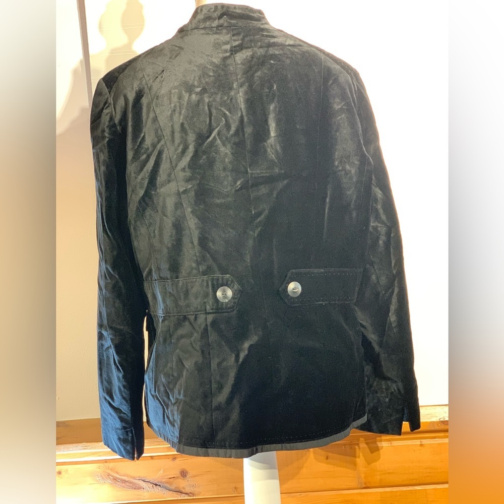Women’s size 16 ColdWater creek black velvet Nehru collar‎ jacket hidden buttons - Picture 5 of 12